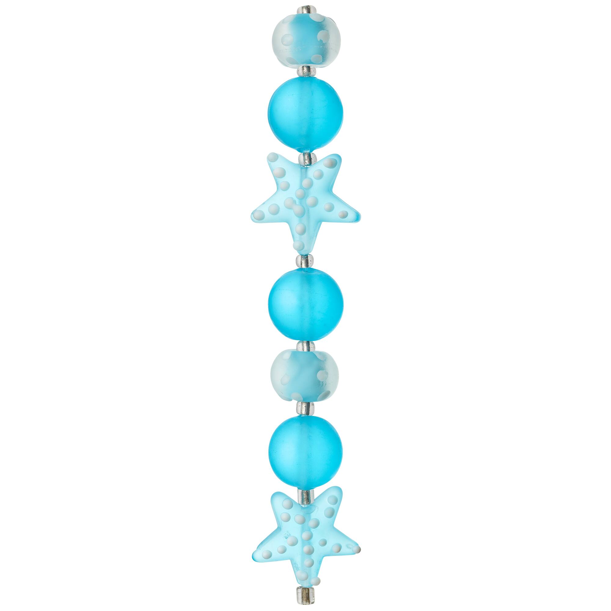 Aqua Glass Starfish Mix Beads by Bead Landing™